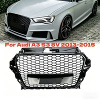 Honeycomb Center Grille For Audi A3 S3 8V 2013 2014 2015 Front Bumper Grille ABS Gloss Black Racing Grills Car Accessories