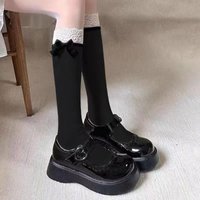 New Spring/Summer 2024 Sweet Lolita Bow White Mid-calf Socks with Japanese Lace Trim Breathable Calf Socks