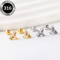 Fashion Delicate Tiny Stud Earrings Girls Woman Small Studs With Rhinestone Screw-Pack Piecing Steel Hypoallergenic Ears Jewelry