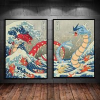Hot Selling Pokemon Gyarados Classic Anime Posters Canvas Wall Art Modern Home Living Room Decoration Paintings Friends Gifts