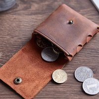 100% echtes Leder Geldbörse Für Männer Frauen Weibliche Rindsleder Vintage Kleine Mini Geld Tasche Kopfhörer Linie Fall Ändern Pouch halter Retro Original Leder Herren und Damen Mini Geldbörse Kurze