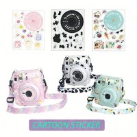 Transparent Film Storage Bag, Camera Bag, Travel Protective Case Three-Piece Set for Fuji Mini 12, with Cute Stickers