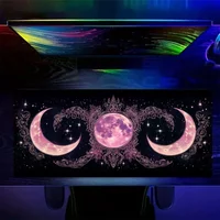 Dreamy Pink Purple Moon Desk Mat Rubber Non-Slip Gaming Mouse Pad for Office Laptop Birthday Gift