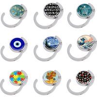 Evil Eyes Portable Folding Bag Hanger Handbag Hook Oil Painting Bag Holder Round Table Hook Outdoor Storage Hanger