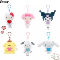 Sanrio Hello Kitty Kuromi Melody Pachacoo Cinnamoroll Stuffed Toys Pendant Cute Plush Toys Keyring Anime Keychain Birthday Gift