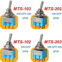 10Pcs MTS102 103 202 203 3/6Pin Toggle Switch ON-ON/ON-OFF-ON Mini Rocker Switch for Car Truck with Solder Terminals