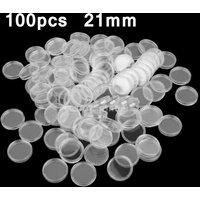100Pcs Plastic Coin Holder Capsules Storage Clear Round Display Cases For Coins Storage Capsules Protection Boxes Container 21mm