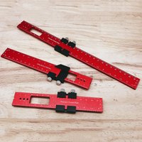 Aluminum Alloy Precision Pocket Ruler Woodworking T Ruler 45/90 Degree Angle Straight Edge Scriber MM & IN Scale Sliding Gauge