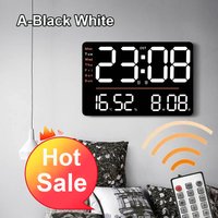 LED Large Digital Wall Clock Remote Control Temperature Date Week Display Adjustable Brightness Modern Living Room Alarms Clocks