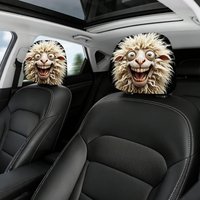 Big Eyed Laughing Sheep Car Headrest Covers Set of 2, Washable Elastic Fabric, Universal Fit for Most Car Headrests