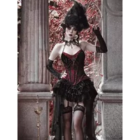 Vintage Gothic Dark Girl Velvet Fishbone Girdle Neck Sling Tanks Top High-waist Slim-fit Tail Skirt Ladies Cos Duchess Outfits