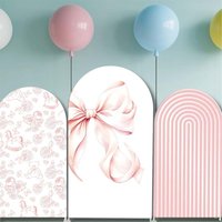 Mocsicka Backdrop Custom 2-Sided Covers Arch Covers Pink Bow Decor Baby Shower Children s Birthday Party Photo Background