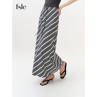 FSLE Vintage Striped Maxi Skirt For Women 2026 Summer New H - Line Straight Resort Style Casual Loose Long Skirt for Vacation
