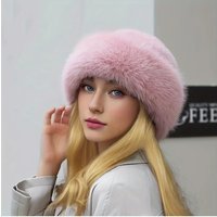 Winter Thick Warm Furry Beanies Hat Women Fashion Imitation Mink Fur Russian Cap Solid Color Plush Brimless Cap Brimless Ski Hat