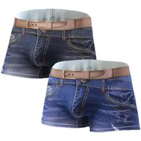 1PCS Men's underwear denim print cotton U-shaped design, breathable boxer, men's comfort cotton