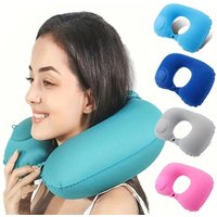 Flocking Inflatable Portable Neck Pillow That Can Be Stored And Self Filled Suitable For Outdoor Travel Business Trips camping