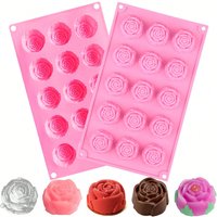 Rose Flower Silicone Moulds Reusable Flower Shape Silicone Fondant Cake Mould Plant Floral Baking Molds for Candy Ice Pudding