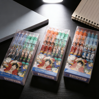 One Piece Student Press Gel Pen Set - 4/8/12pcs Creative Cartoon Stationery 0.5mm Bullet Tip Black Ink Writing Gift for School