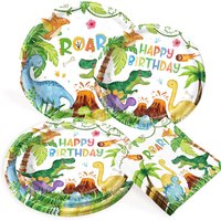 Dinosaur Party Supplies Dinosaur Party Plates Napkins for Boys Dino Birthday Party Decorations Dessert Plates Napkins Serves 20
