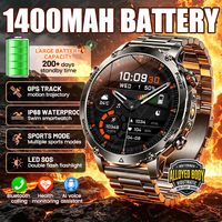 2026 New Upgraded 1400mAh Battery Smart Watch Outdoor GPS SOS Flashlight Bluetooth Call Sports Waterproof Men AMOLED Smartwatch