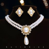 SHMIK élégant Vintage palais plein perle pendentif collier chaînes boucles d'oreilles pour femmes dame classique exquis Chorker chaînes bijoux