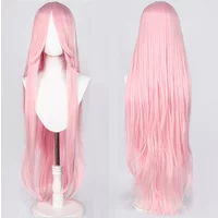 100CM Long Straight Wig With Bangs Synthetic Cosplay Wig For Women Pink Purple Cosplay Wigs For Halloween Party