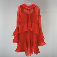 women's casual dresses New summer 2026 layered ruffle edge slim mini dress two-piece set short dress Sexy backless party dress
