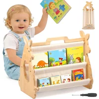 Kids Bookshelf Toddler Book Shelf Wood Portable for Kids Room and Playroom Montessori Children'S Picture Book Storage Rack