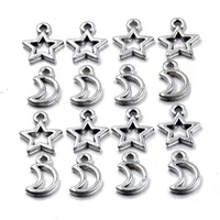 100Pcs 2 Styles Plated Hollow Moon Star Pendant DIY Natural Charm Necklace Bracelet Crafts Make Jewelry Earrings