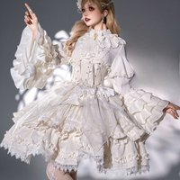 Japanese Gothic Y2k 3 Piece Set Women Retro Lace Ruffle Flare Long Sleeve Bow Shirts Sweet Mini Cake Skirt Elegant Princess Suit