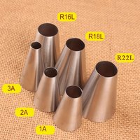 1/6PCS Large Size Round Piping Nozzle Cake Cream Pastry Tools Stainless Steel Icing Tips for Cupcake Decorating #R16L#R18L#R22L