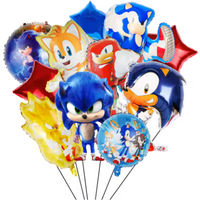 11PCS Blue Hedgehog Party Balloon Set Cartoon Foil Balloons and Star-shaped Foil Balloons Cartoon Party Decorations Kids Gift