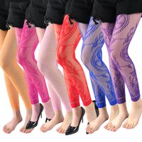 Women's Colored Retro Style Patterned High Waist Fishnet Footless Tights Girls Leggings Stockings for 40–75 Kg, 150–170 Cm