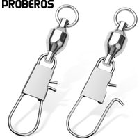 Proberos 10pcs Ball Bearing Heavy Duty Stainless Steel Fishing Swivels with Interlock Snap for Smooth Rotation