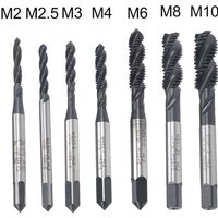 Uxcell HSS Spiral Flute Screw Threading Taps Drill Set Tools Metric M2 M2.5 M3 M4 M6 M8 M10 Coated Machine Thread Tap Nitriding