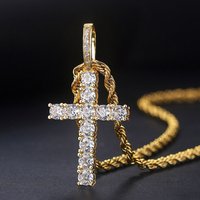 Luxury Cross Pendant Necklace For Women Sparkling White Cubic Zirconia Long Sweater Chain Wedding Party Fashion Jewelry Gifts