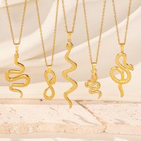 New Ladies Snake Necklace Stainless Steel Stylish Animal Pendant Necklace Statement Simple Style Fashion Women Birthday Jewelry