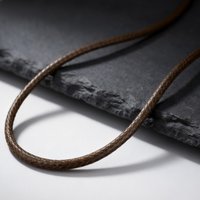 2mm Black Brown Leather Cord Chain Necklace for Men,Waterproof Stainless Steel Adjustable Clasp Waxed Cord Collars Gift