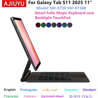 AJIUYU Magic Keyboard Case For Samsung Galaxy Tab S11 11 inch 2025 SM-X730 X736B Tablet Smart Cover Folio Multi-touch Backlight