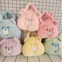 Cartoon Cute Care Bears Rainbow Love Bear Plush Doll Handbag Single Shoulder Crossbody Fluffy Bag Girl Gift