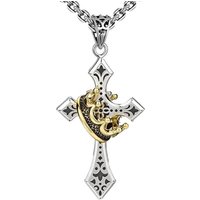 Stainless Steel Crown Cross Necklace Personalized Hiphop Necklace with Gold Crown Stylish Design Pendant Necklace for Men