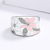 Hot Selling Exquisite Red Flower Ring 925 Silver New Handmade Enamel For Women's Wedding Bridal Ring Party Jewelry