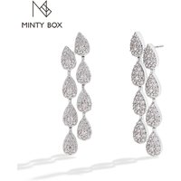 MINTYBOX S925 Silver 2.59ct Lab Diamond Moissanite Drop Earrings for Women 18k Gold Plated Leaves Dangle Wedding Earring Jewelry