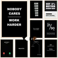 Black Minimalist Motivational Quotes Canvas Poster Inspirational Wall Art for Office Gym and Home Decor