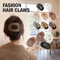 Retro Flat Oval Hair Claw Leopard Matte Curved Flat Styling Barrettes French Large Flat Hair Clip Women Girls Hair Accessories