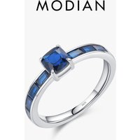 MODIAN 925 Sterling Silver Luxury Square Blue Cubic Zirconia Ring Classic Romantic Rings for Women Wedding Gift Fine Jewelry