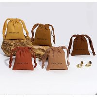 Custom Logo Cotton Drawstring Gift Pouches Jewelry Accessory Organizer Bags Necklace Bracelet Cosmetic Wedding Storage Packaging