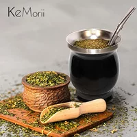 8oz Yerba Mate Cup 304 Stainless Steel Double Wall Argentine Yerba Mate Gourd With Bombillas and Cleaning Brush