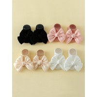 0-12 Months Cute Baby Girls Bow Socks,Newborn Baby Ankle Boat Socks Soft Fashion Non-Slip Infant Toddler Cute Gift Set 4 Pairs