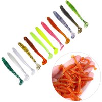 HENGJIA 50pcs /Bag 5cm T Tail Silicone Soft Bait Fishing Artificial Worms Soft Lures Carp Bass Pike Sea Fishing Accessories
